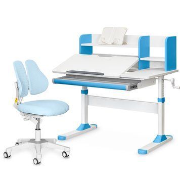 Комплект парта Evo-Kids TH-330 Blue + крісло Evo-kids Mio Lite KBL (арт.TH-330 W/BL + Y-208 KBL) TH-330 W/BL + Y-208 KBL фото