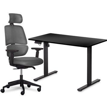 Комплект Mealux PowerDesk Lite Black + Leo Air Plus Grey (арт. EVO-201 Lite B/B +Y 546 KBG) EVO-201 Lite B/B +Y 546 KBG фото
