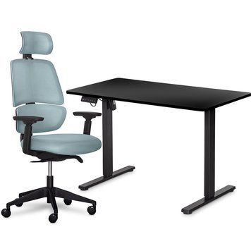 Комплект Mealux PowerDesk Lite Black + Leo Air Plus Grey Blue (арт. EVO-201 Lite B/B +Y 546 KBGL) EVO-201 Lite B/B +Y 546 KBGL фото
