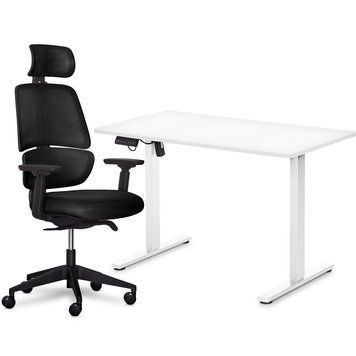 Комплект Mealux PowerDesk Lite White + Leo Air Plus Black (арт. EVO-201 Lite W/W +Y 546 KB) EVO-201 Lite W/W +Y 546 KB фото