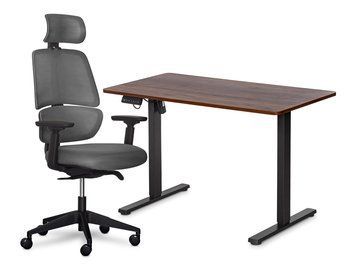 Комплект Mealux PowerDesk Lite Walnut+ Leo Air Plus Grey (арт. EVO-201 Lite Walnut /B +Y 546 KBG) EVO-201 Lite Walnut /B +Y 546 KBG фото