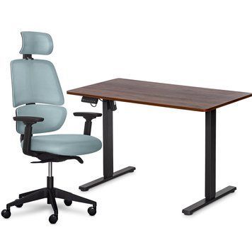Комплект Mealux PowerDesk Lite Walnut+Leo Air Plus Grey Blue (арт. EVO-201 Lite Walnut/B+Y 546 KBGL) EVO-201 Lite Walnut /B +Y 546 KBGL фото
