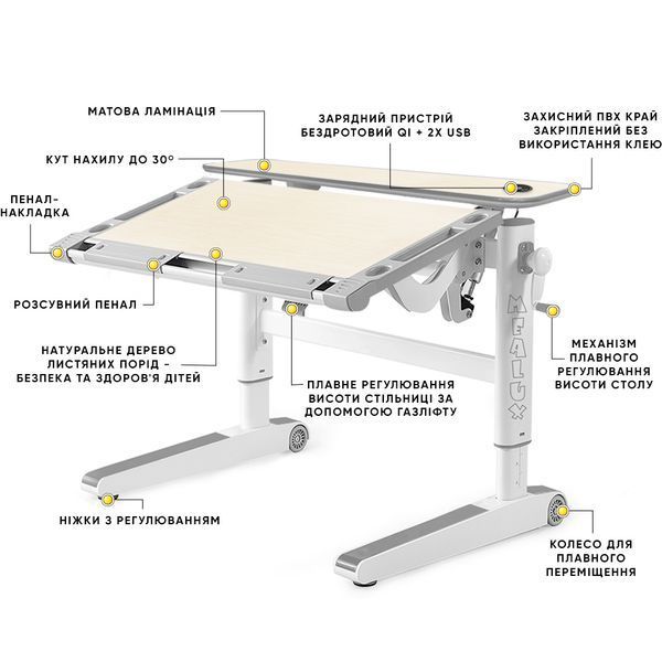 Детский стол Mealux Ergowood L Multicolor TG Energy (арт. BD-810 TG/MC Energy) BD-810 TG/MC Energy фото